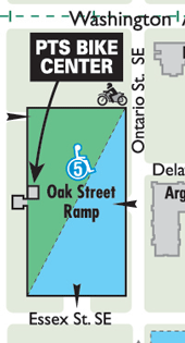 map showing Oak Street Ramp location