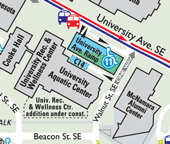 map showing University Avenue Ramp location