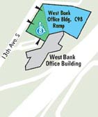 map showing West Bank Office Building Ramp location