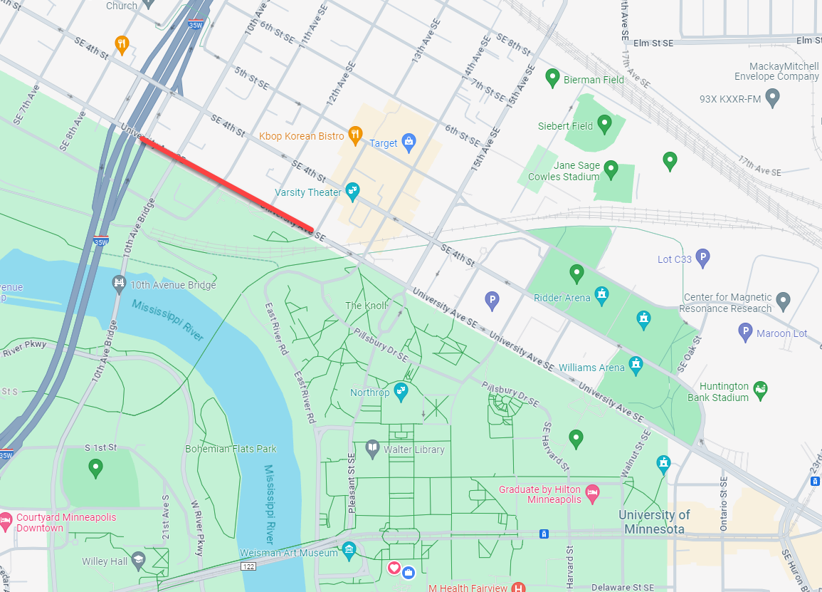 Map showing construction area detailed below